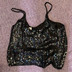 Elegant Black Sequin Camisole Top